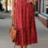 Speckled Ruffle Bottom Midi Skirt