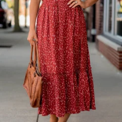 Speckled Ruffle Bottom Midi Skirt