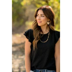 Micro Textured Dot Short Flutter Blouse -Women's Clothing Store BB 7293 5345e58c aae2 4fe8 8551 7fd3dfb212db