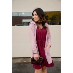 Hooded Tie Cardigan -Women's Clothing Store BB 7342