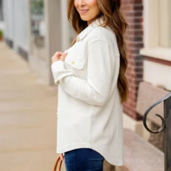 Simple Lightly Corded Shacket -Women's Clothing Store BB 7343 b2e68b16 1910 4f52 a3c6 9355d201e3c9