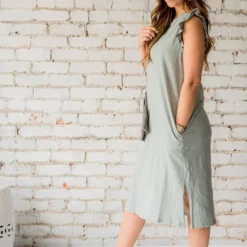 Flutter Sleeve Side Slit Midi -Women's Clothing Store BB 7356 df07fe6a e39e 4d47 a970 6e078bdcc440 944507