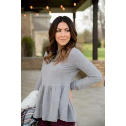 Solid Peplum Sweatshirt -Women's Clothing Store BB 7368 8af31fb7 0241 4d46 b7cb 202fa345ed20