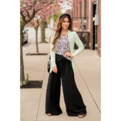 Wide Leg Tie Pants -Women's Clothing Store BB 7374 bd874e9d f226 4d30 a60c 1bbbd9678ded