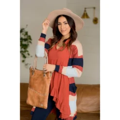 Striped Tissue Cardigan -Women's Clothing Store BB 7396 1 a56f4be5 9db6 40e9 89fa 51f9332a9fb0