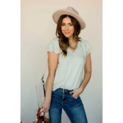 Mini Dot Ruffle Short Sleeve Blouse -Women's Clothing Store BB 7404 da0bd45d 9107 49cd 96fb 54234702aed2