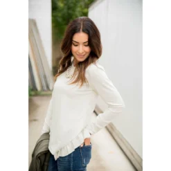 Ruffle V Slit Sweatshirt -Women's Clothing Store BB 7420 0d64c298 9f57 424c a560 d18ba161b71e