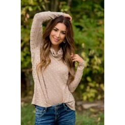 Shine Polka Dot Cowl Neck Long Tee