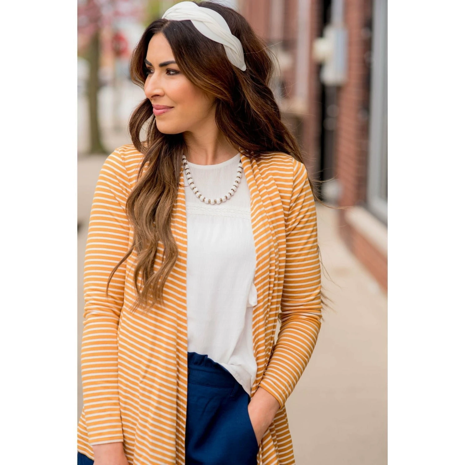 Striped Basic Cardigan 18 Striped Basic Cardigan - Image 18