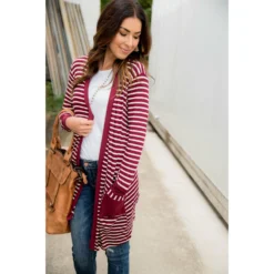 Striped Pocket Accent Cardigan -Women's Clothing Store BB 7455 e30afc51 a5ab 4984 8c86 b6c989cc8558