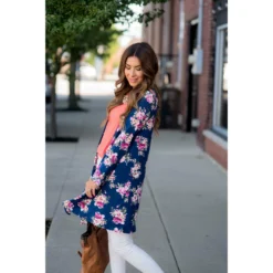 Floral Bouquet Printed Tunic Cardigan -Women's Clothing Store BB 7456 e414198c 4ae8 4c09 a77f 24a561b825e9
