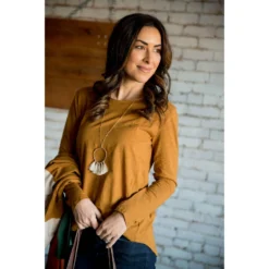 Cotton Slub Long Sleeve Tee -Women's Clothing Store BB 7461