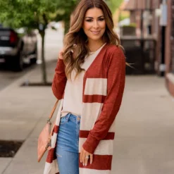 Lightweight Assorted Stripe Tunic Cardigan