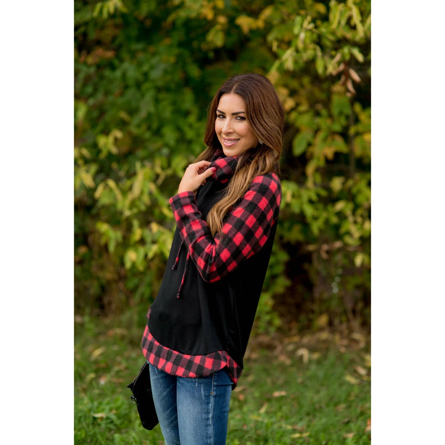 Buffalo Check Cowl Neck Long Tee 1 Buffalo Check Cowl Neck Long Tee