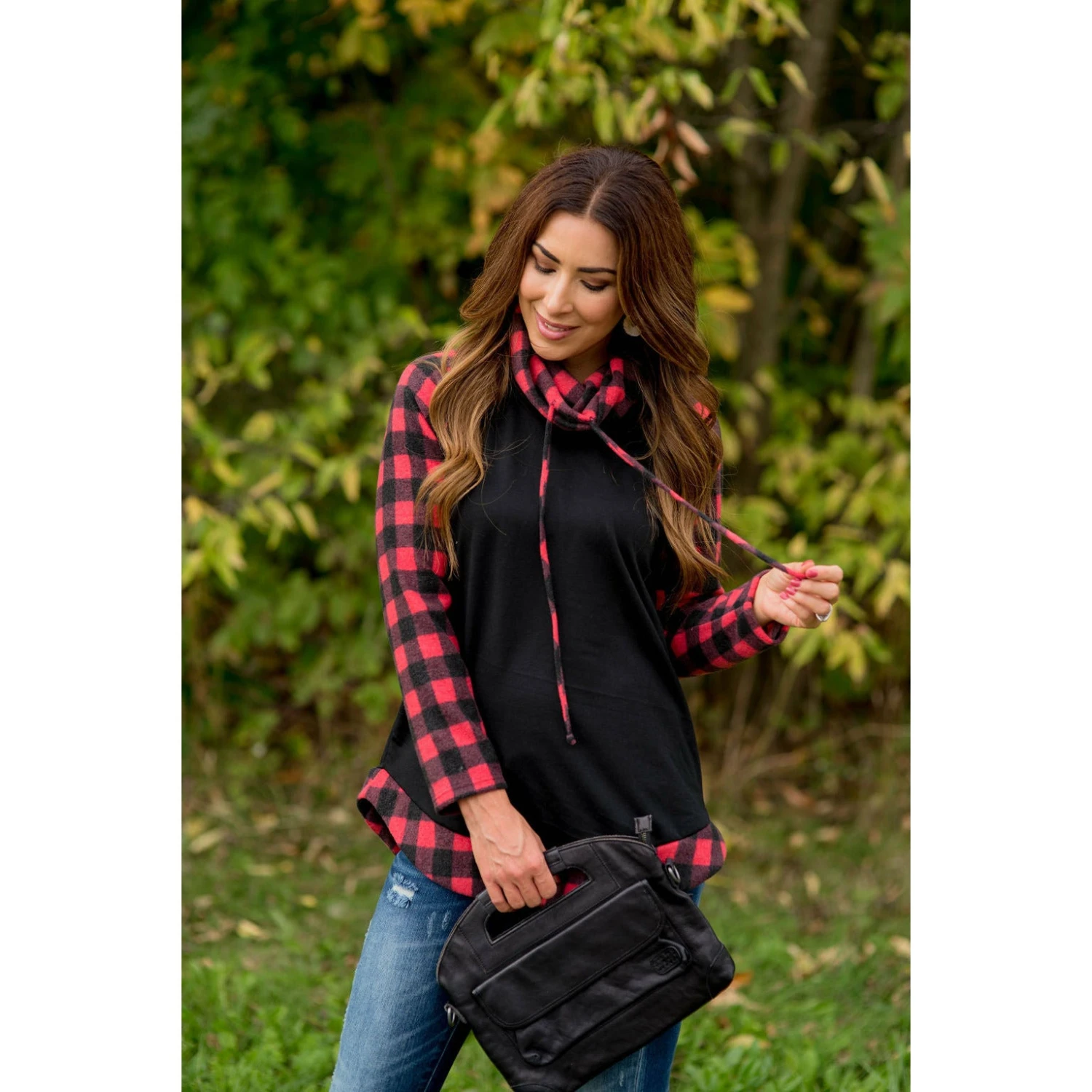 Buffalo Check Cowl Neck Long Tee 2 Buffalo Check Cowl Neck Long Tee - Image 2