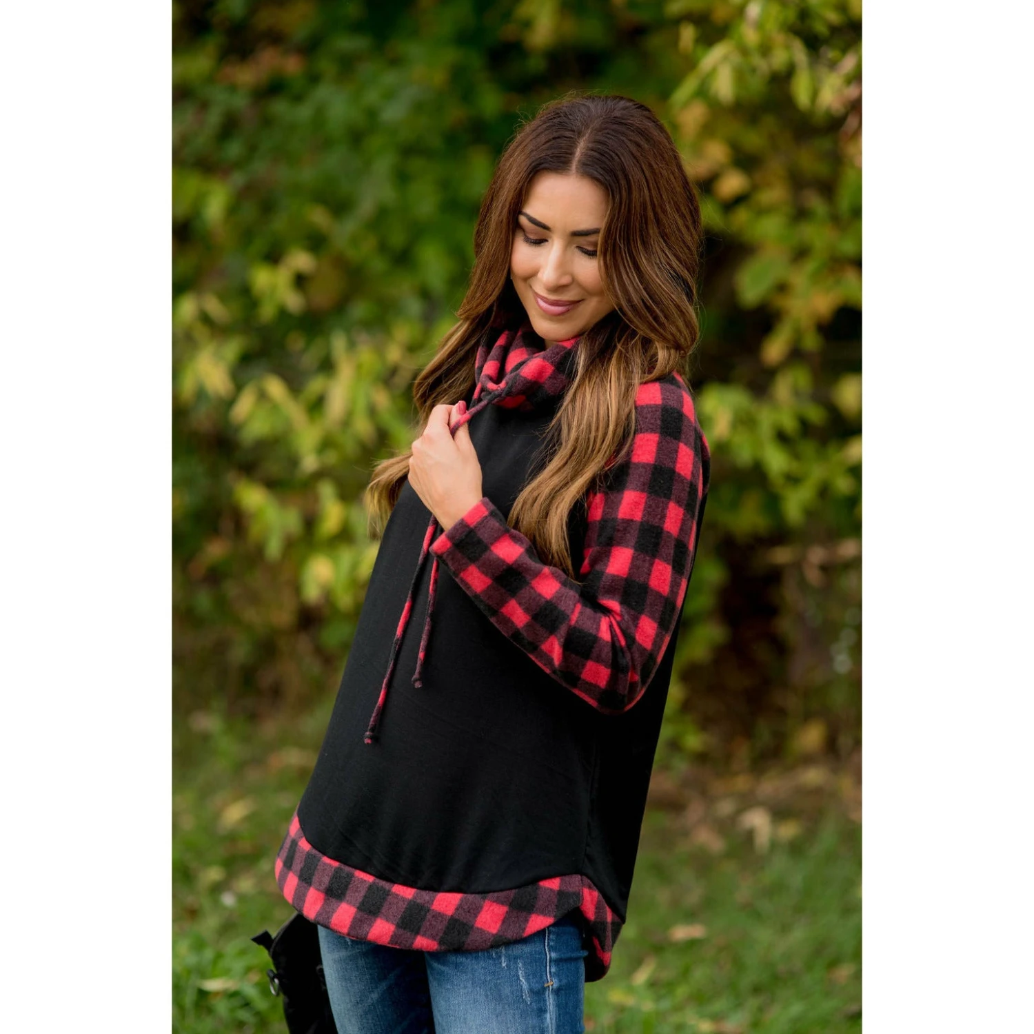 Buffalo Check Cowl Neck Long Tee 3 Buffalo Check Cowl Neck Long Tee - Image 3