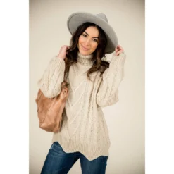 Turtle Neck Scalloped Bottom Sweater -Women's Clothing Store BB 7501