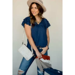 Mini Dot Ruffle Short Sleeve Blouse -Women's Clothing Store BB 7504 a70d94da fcaf 4c63 a2ec 5efddb25ed9d