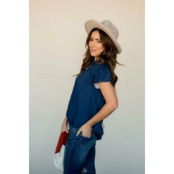 Mini Dot Ruffle Short Sleeve Blouse -Women's Clothing Store BB 7506 ddc66753 6f1a 4302 96c1 d55411a9aeb0