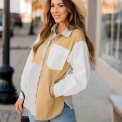 Abstract Blocked Button Up