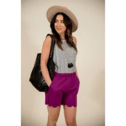 Scalloped Bottom Shorts -Women's Clothing Store BB 7521