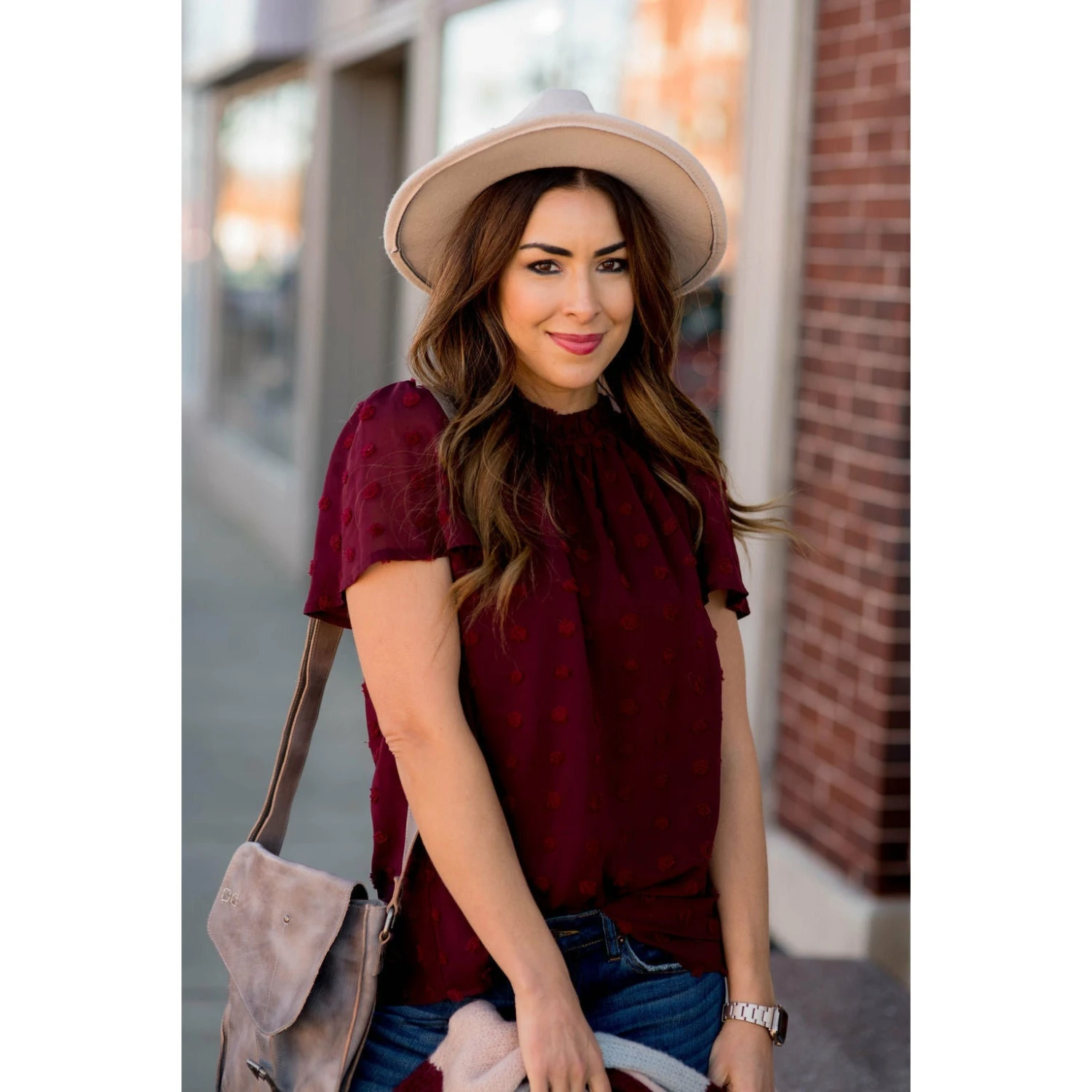 Swiss Dot Cinched Neck Blouse 9 Swiss Dot Cinched Neck Blouse - Image 9