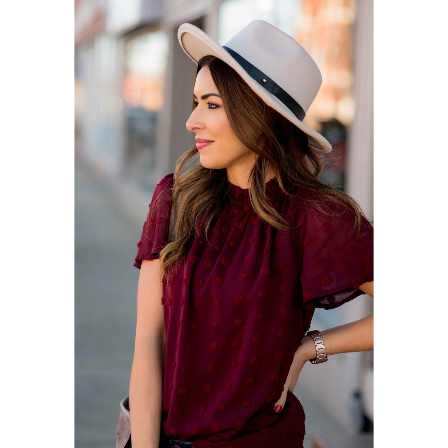 Swiss Dot Cinched Neck Blouse 12 Swiss Dot Cinched Neck Blouse - Image 12