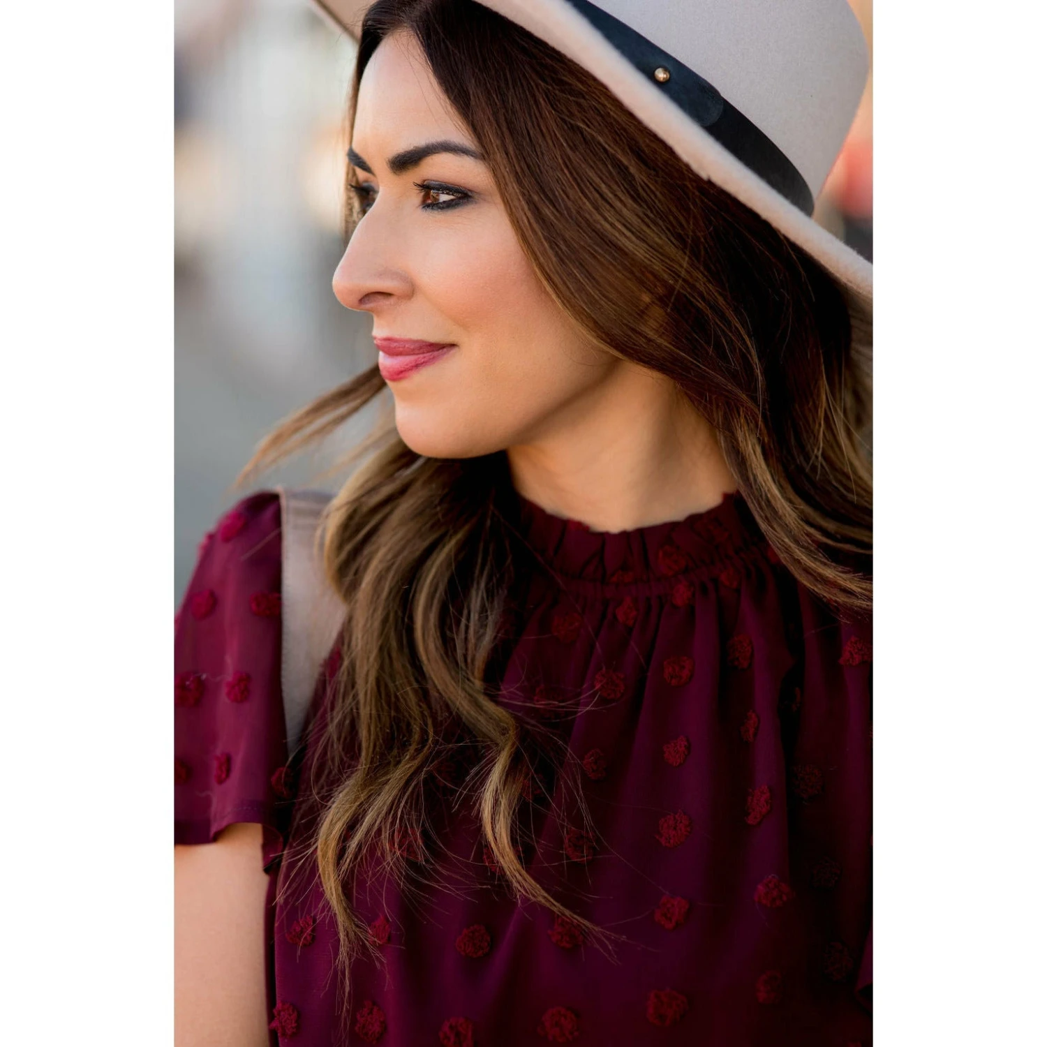 Swiss Dot Cinched Neck Blouse 13 Swiss Dot Cinched Neck Blouse - Image 13