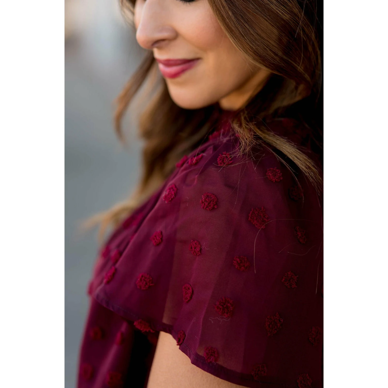 Swiss Dot Cinched Neck Blouse 14 Swiss Dot Cinched Neck Blouse - Image 14