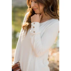 Button Cuff Long Sleeve Tee -Women's Clothing Store BB 7556 d1e39698 d265 4655 93e3 75fed060d87e