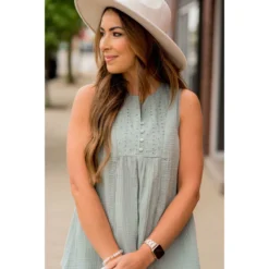 Gauze Eyelet Accent Tank -Women's Clothing Store BB 7565 6ddf3895 32a9 40af 8ed6 03d1799ba7e3