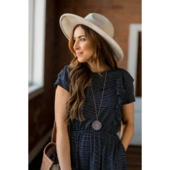 Stripe Ruffle Accent Dress -Women's Clothing Store BB 7570 dd02b8e9 6d80 47b0 9cc1 abd4ead72103