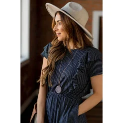 Stripe Ruffle Accent Dress -Women's Clothing Store BB 7573 2372379e f802 4755 98ee ec11fbe7c5b3