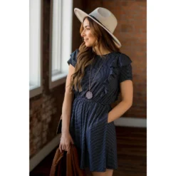 Stripe Ruffle Accent Dress -Women's Clothing Store BB 7574 a30909b3 8662 4257 8e77 9233043bc14d