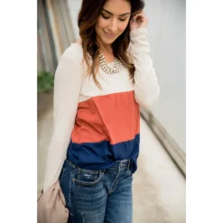 Triple Blocked Long Sleeve Tee -Women's Clothing Store BB 7597 1