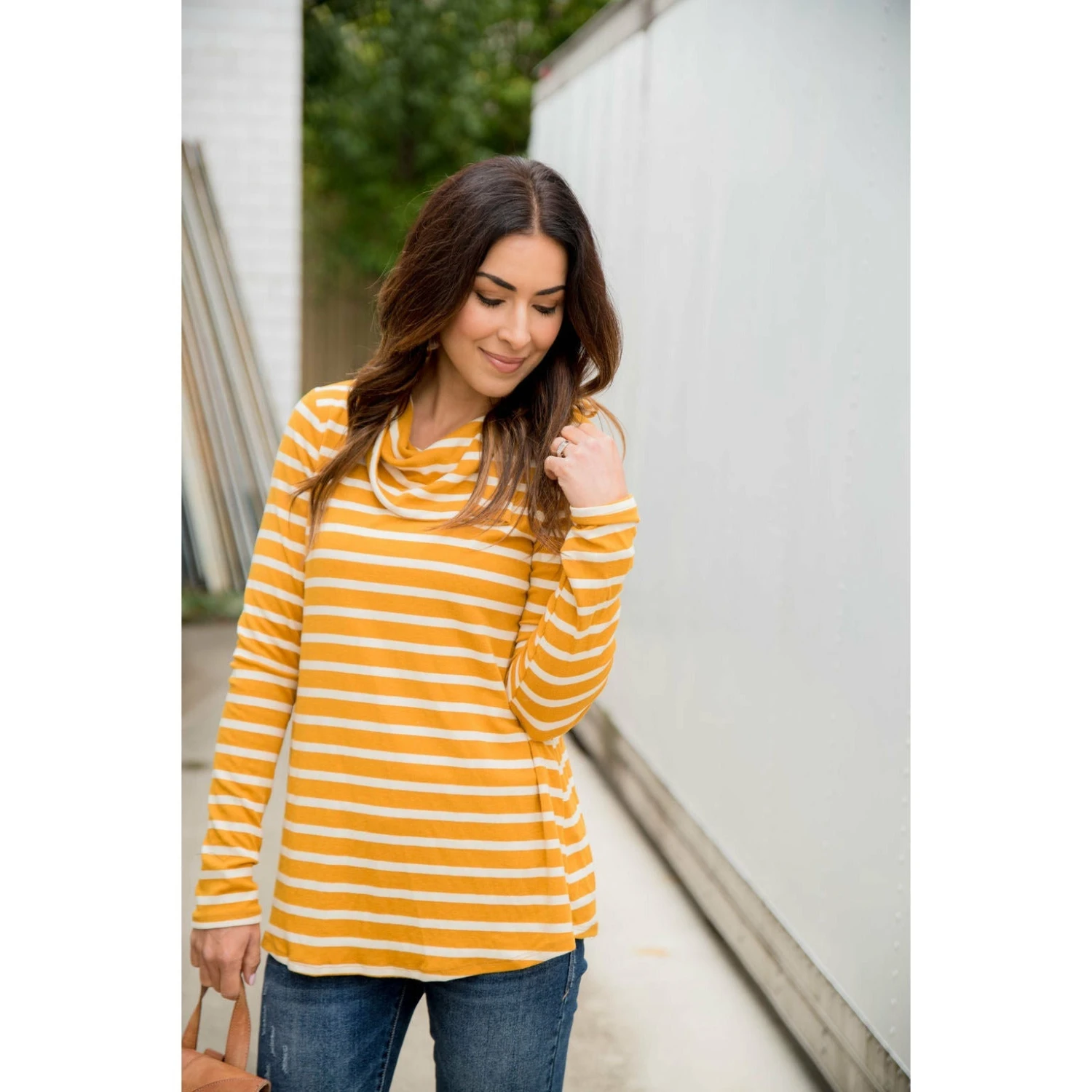 Striped Button Neck Sweatshirt 1 Striped Button Neck Sweatshirt