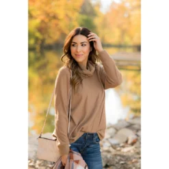 Ribbed Cowl Neck Long Sleeve Sweater Tee -Women's Clothing Store BB 7611 15912e43 7c91 4465 9c53 529cf1481920
