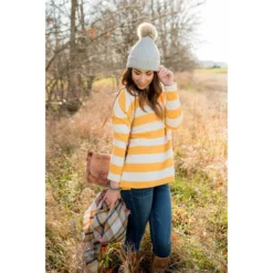 Striped V Stitched Sweatshirt -Women's Clothing Store BB 7623 624c67ae d0a8 4594 83da 60a41b0973dd