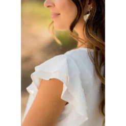 Micro Textured Dot Short Flutter Blouse -Women's Clothing Store BB 7630 9ea59b6e e5b4 4a5f 9285 73d70549044a