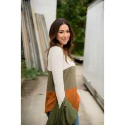 Triple Blocked Long Sleeve Tee -Women's Clothing Store BB 7638 1