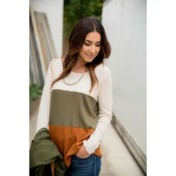 Triple Blocked Long Sleeve Tee -Women's Clothing Store BB 7639 1