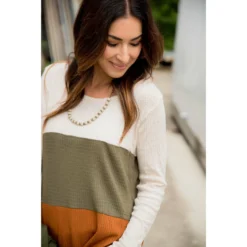 Triple Blocked Long Sleeve Tee -Women's Clothing Store BB 7648