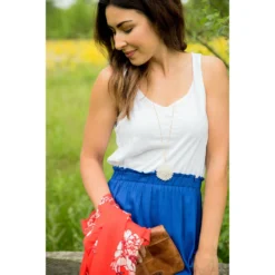 Cinch Waisted Colored Bottom Tank Maxi -Women's Clothing Store BB 7679