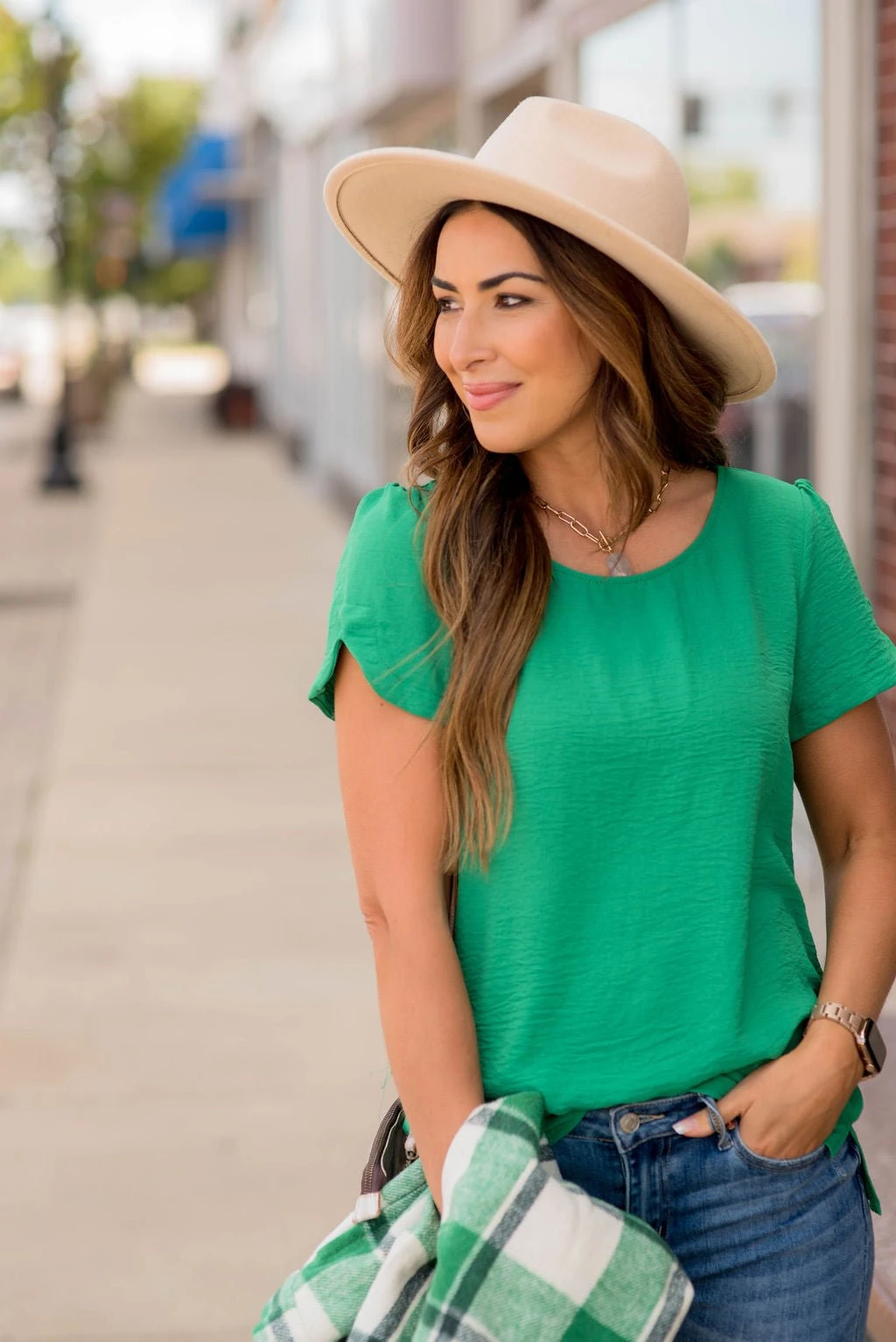 Capped Two Scallop Sleeve Tee 8 Capped Two Scallop Sleeve Tee - Image 8