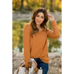 Button Cuff Long Sleeve Tee -Women's Clothing Store BB 7685