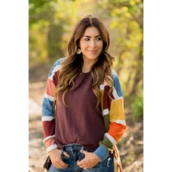 Color Blocked Mixed Stripe Cardigan -Women's Clothing Store BB 7735 3e12a9cd f108 4d42 8e88 0a7ed4d10586