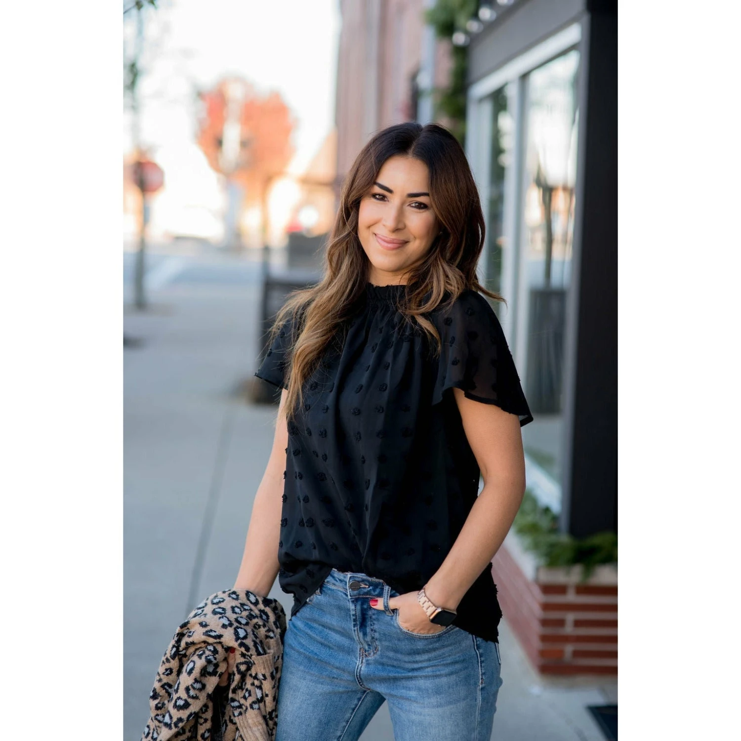 Swiss Dot Cinched Neck Blouse 17 Swiss Dot Cinched Neck Blouse - Image 17