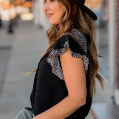 Faux Layered Bib Speckled Ruffle Tee -Women's Clothing Store BB 7745 83a696d8 39dc 40bd 81e8 aac881a36409 235296