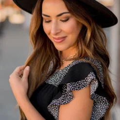 Faux Layered Bib Speckled Ruffle Tee -Women's Clothing Store BB 7746 30b58324 392c 4777 8cd4 7625d3bb251b 406544