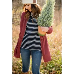 Striped Button Back Slit Tee -Women's Clothing Store BB 7782 254dd7bb db5b 4460 aaf5 722b5fd319c1